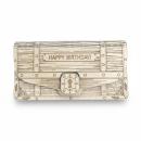 Holz Umschlag aus hellem Sperrholz mit gelasertem Schriftzug „Happy Birthday“